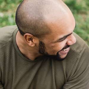 bald man smiling